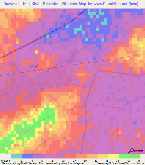 Dawwar al Hajj Khalil,Egypt Elevation Map