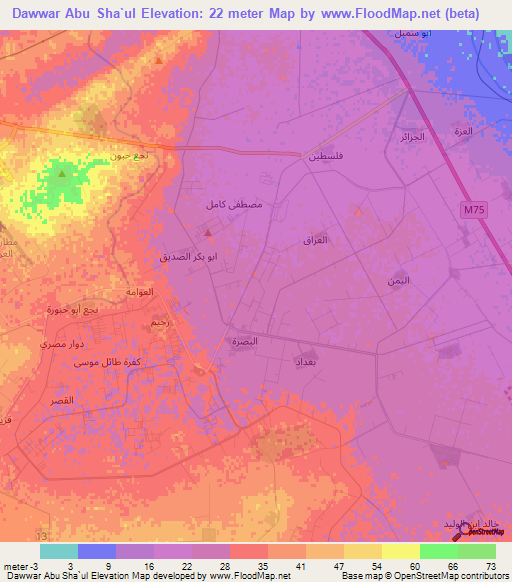 Dawwar Abu Sha`ul,Egypt Elevation Map