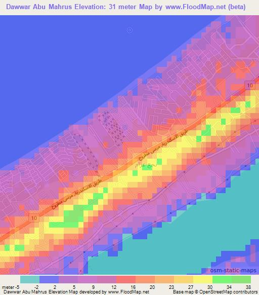 Dawwar Abu Mahrus,Egypt Elevation Map