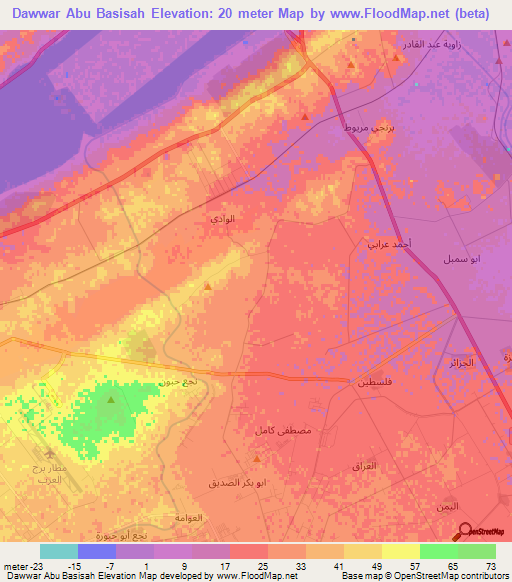 Dawwar Abu Basisah,Egypt Elevation Map