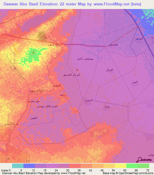 Dawwar Abu Basil,Egypt Elevation Map