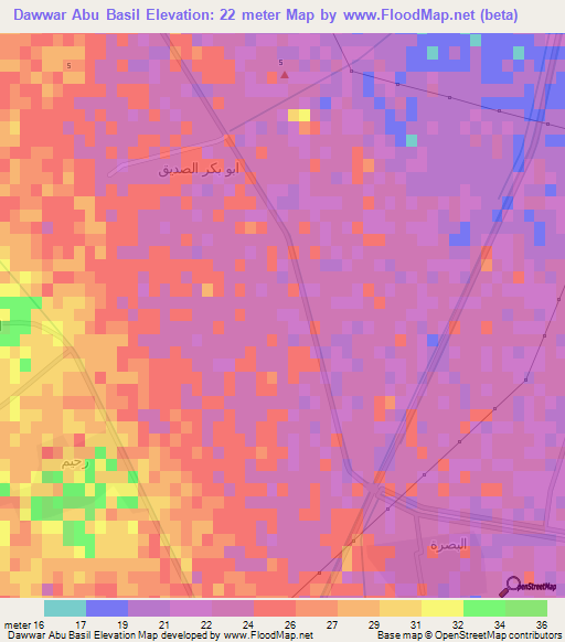 Dawwar Abu Basil,Egypt Elevation Map