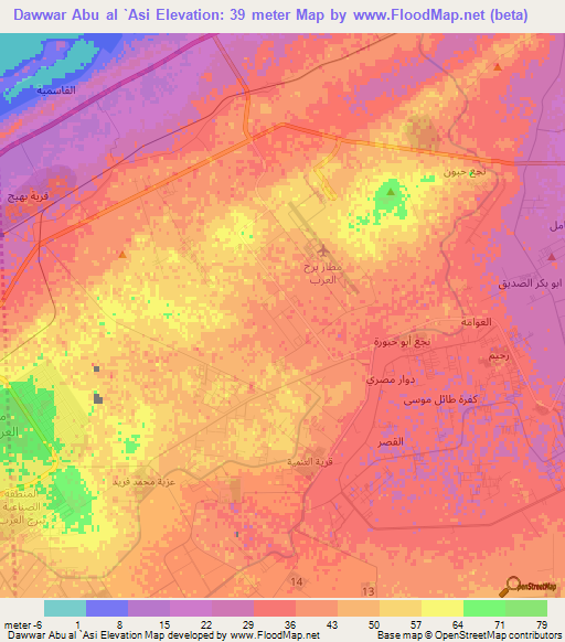 Dawwar Abu al `Asi,Egypt Elevation Map