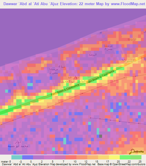 Dawwar `Abd al `Ati Abu `Ajuz,Egypt Elevation Map