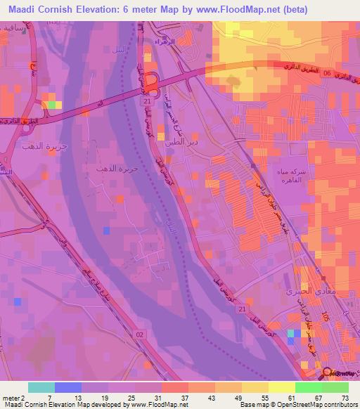 Maadi Cornish,Egypt Elevation Map