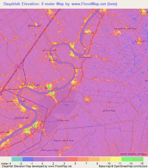 Daqahlah,Egypt Elevation Map