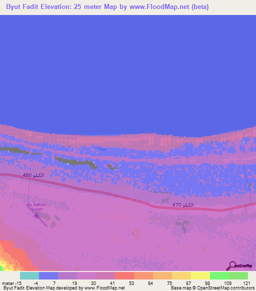 Byut Fadit,Egypt Elevation Map