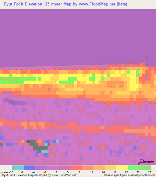 Byut Fadit,Egypt Elevation Map