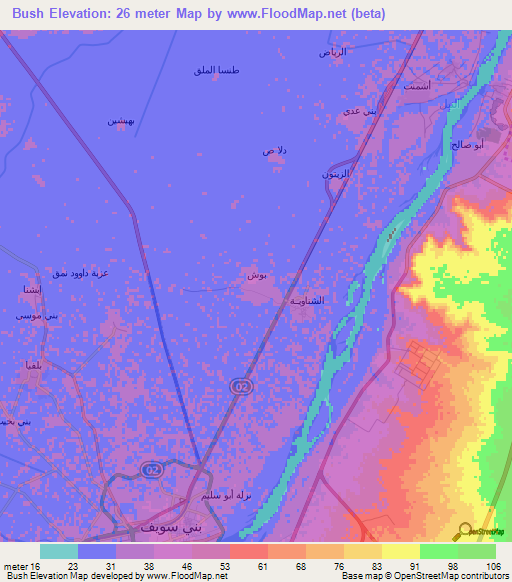 Bush,Egypt Elevation Map