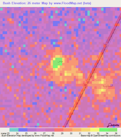 Bush,Egypt Elevation Map