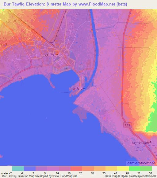 Bur Tawfiq,Egypt Elevation Map