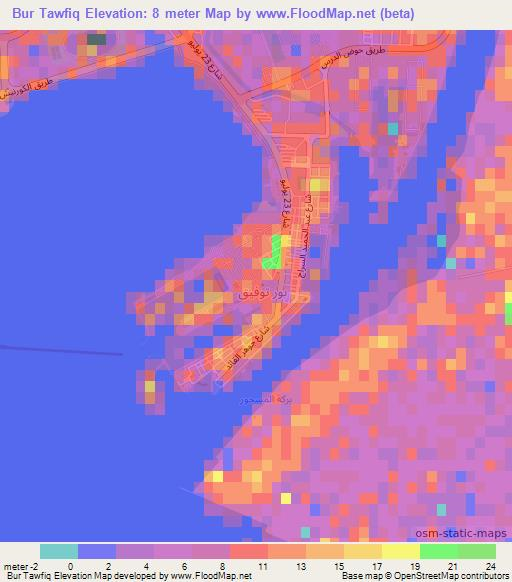 Bur Tawfiq,Egypt Elevation Map