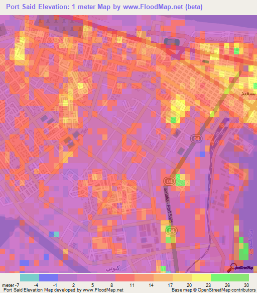 Port Said,Egypt Elevation Map