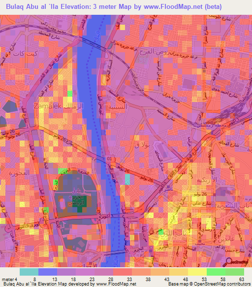 Bulaq Abu al `Ila,Egypt Elevation Map
