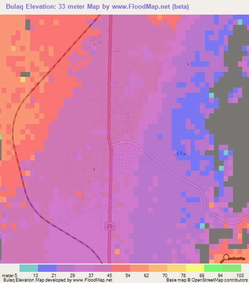 Bulaq,Egypt Elevation Map