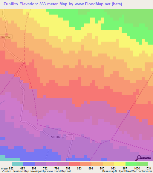 Zunilito,Guatemala Elevation Map