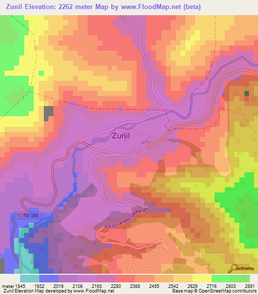 Zunil,Guatemala Elevation Map