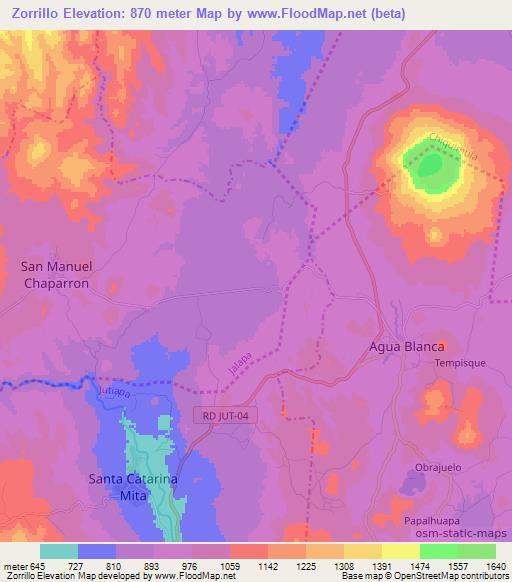 Zorrillo,Guatemala Elevation Map