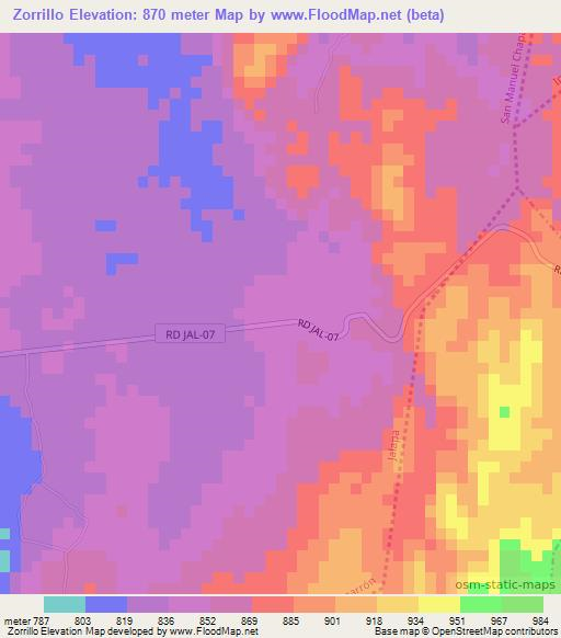 Zorrillo,Guatemala Elevation Map