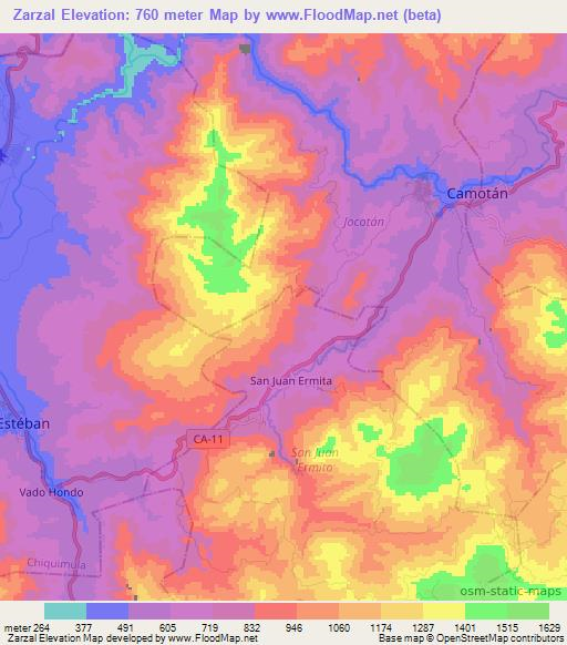 Zarzal,Guatemala Elevation Map