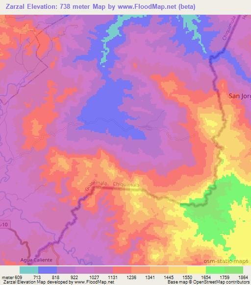 Zarzal,Guatemala Elevation Map