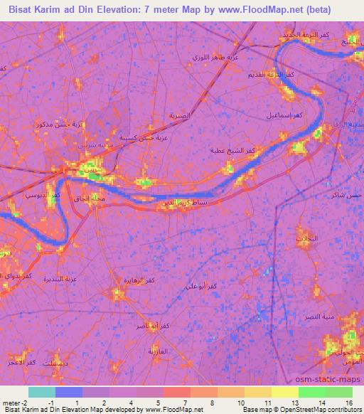 Bisat Karim ad Din,Egypt Elevation Map