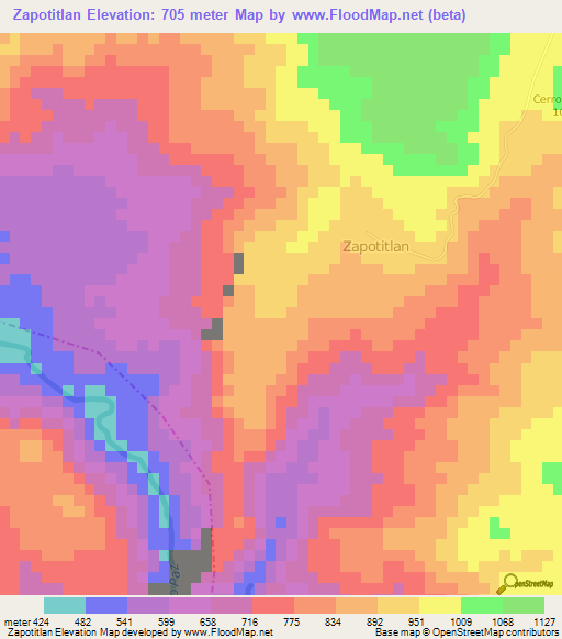 Zapotitlan,Guatemala Elevation Map