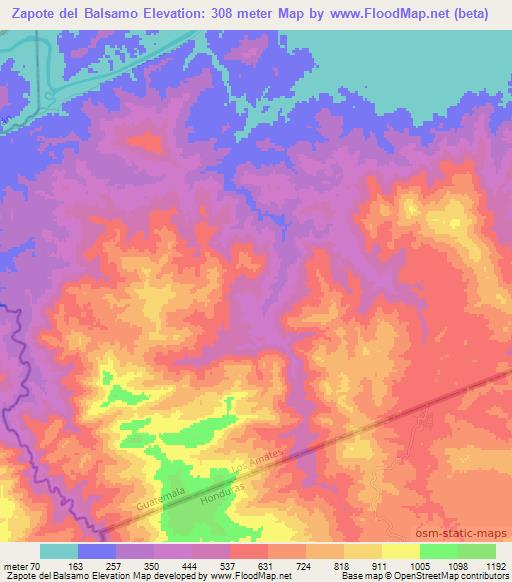 Zapote del Balsamo,Guatemala Elevation Map