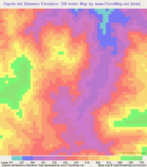 Zapote del Balsamo,Guatemala Elevation Map