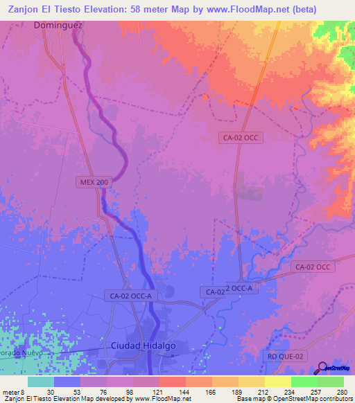 Zanjon El Tiesto,Guatemala Elevation Map