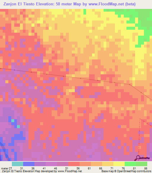 Zanjon El Tiesto,Guatemala Elevation Map