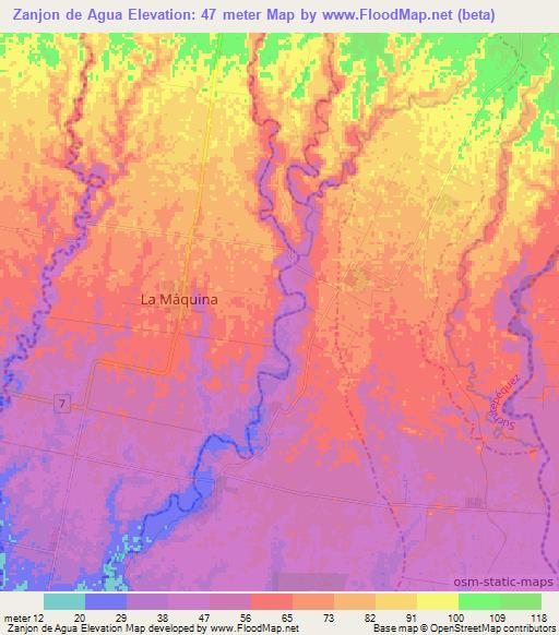 Zanjon de Agua,Guatemala Elevation Map