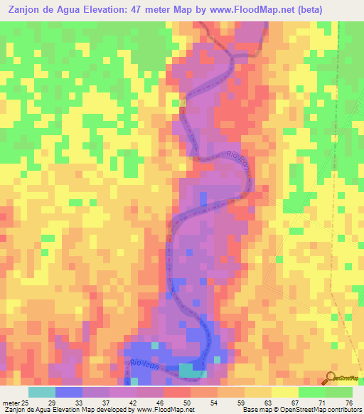 Zanjon de Agua,Guatemala Elevation Map