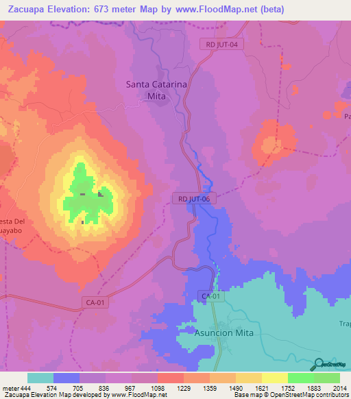 Zacuapa,Guatemala Elevation Map