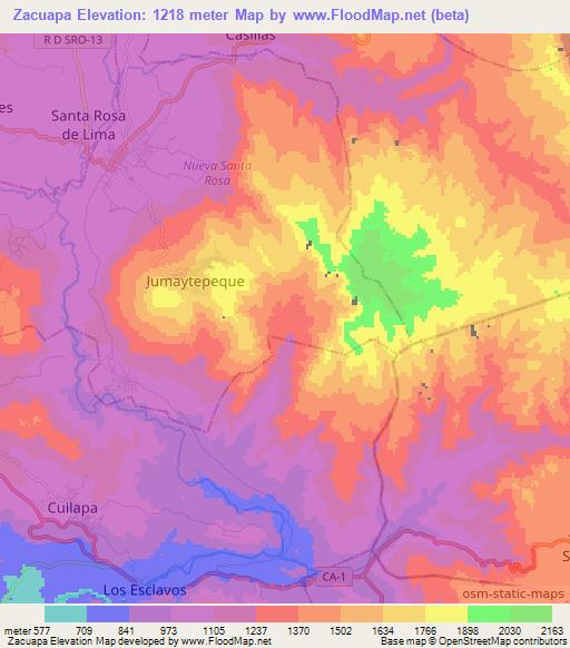 Zacuapa,Guatemala Elevation Map