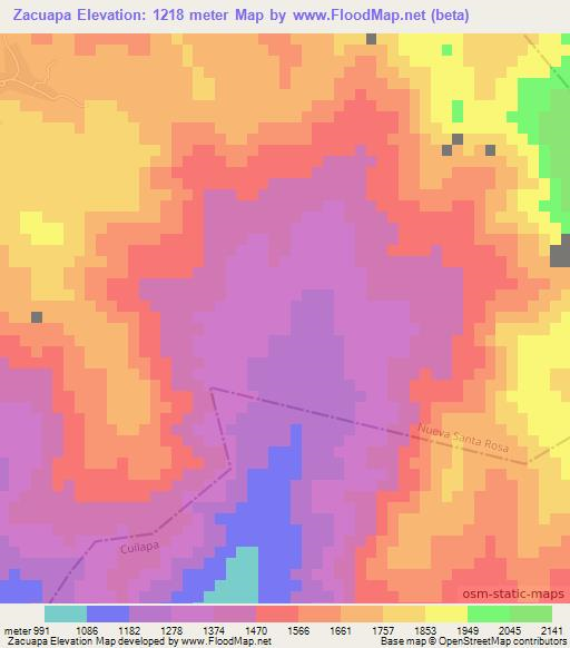 Zacuapa,Guatemala Elevation Map