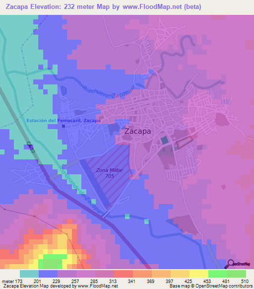 Zacapa,Guatemala Elevation Map