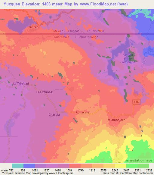 Yuxquen,Guatemala Elevation Map