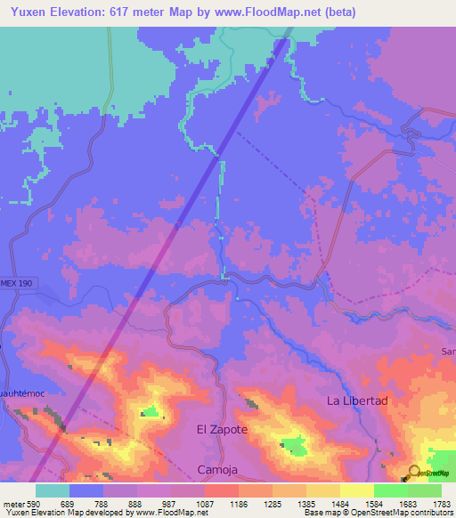 Yuxen,Guatemala Elevation Map
