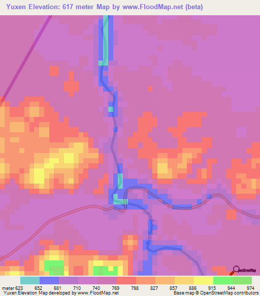 Yuxen,Guatemala Elevation Map