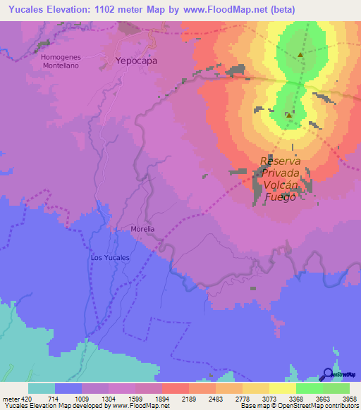 Yucales,Guatemala Elevation Map