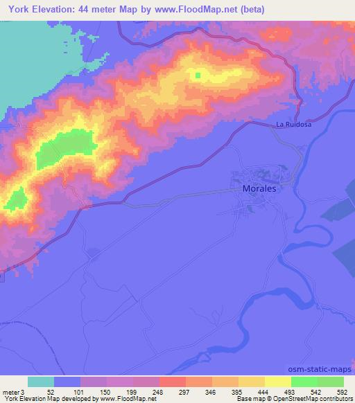 York,Guatemala Elevation Map