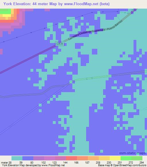 York,Guatemala Elevation Map