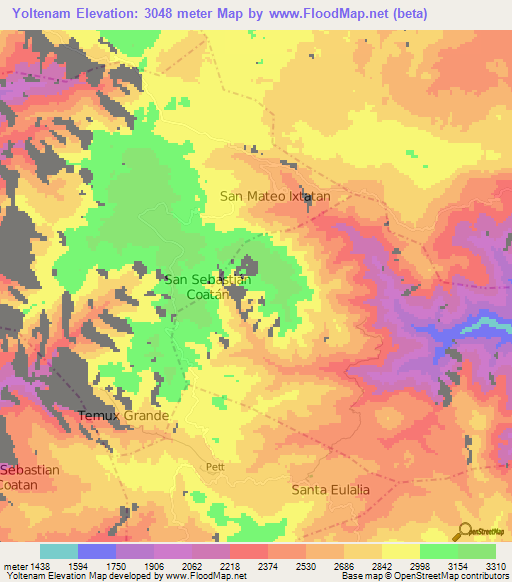 Yoltenam,Guatemala Elevation Map