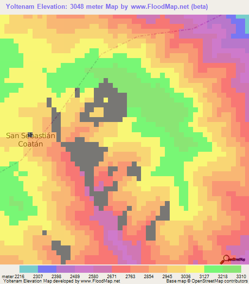 Yoltenam,Guatemala Elevation Map