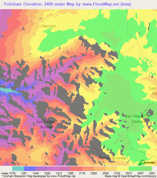 Yolicham,Guatemala Elevation Map