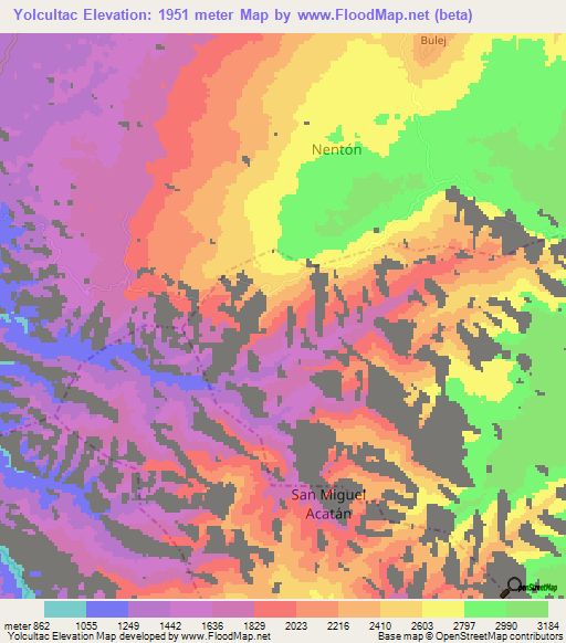 Yolcultac,Guatemala Elevation Map