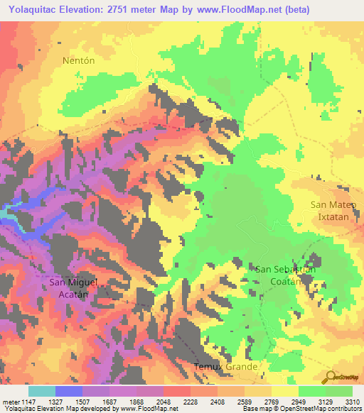 Yolaquitac,Guatemala Elevation Map