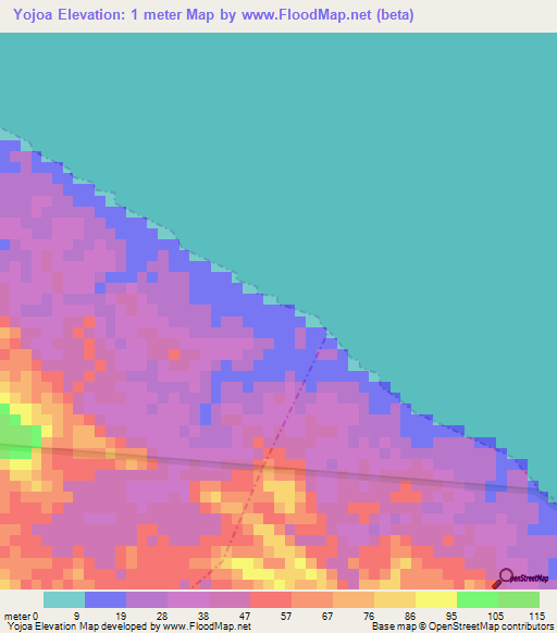 Yojoa,Guatemala Elevation Map