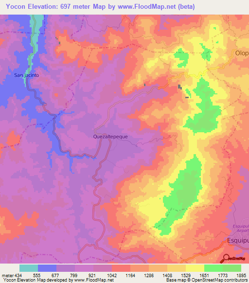 Yocon,Guatemala Elevation Map